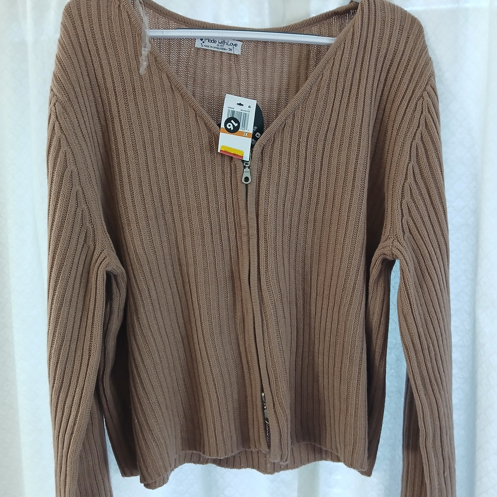 Zip Up NWT Women's Brown Cardigan